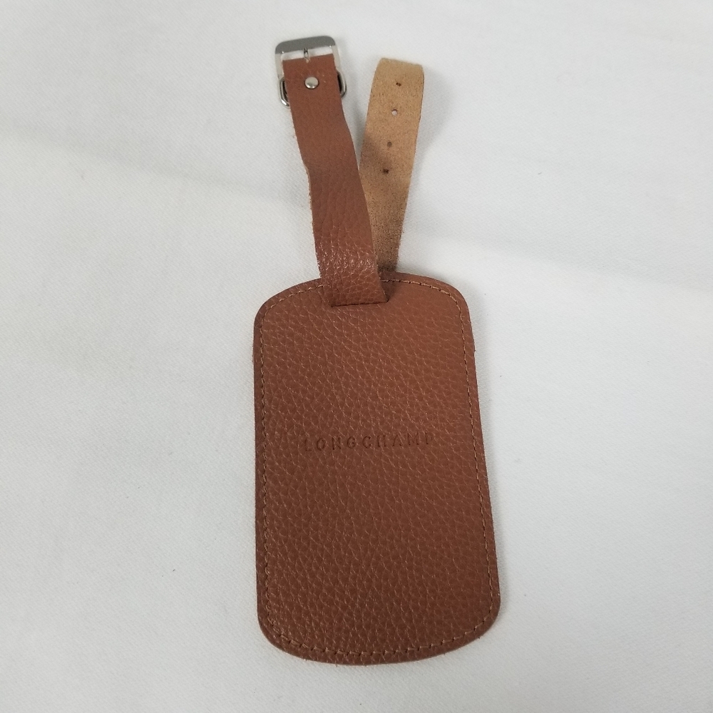Longchamp Le Foulonné Caramel Brown Cowhide Leather Luggage Tag